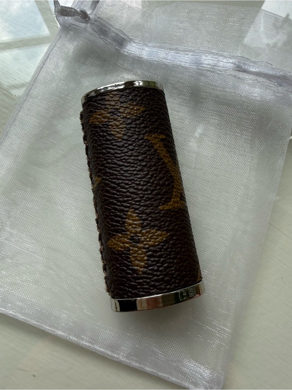 Men's Brown Monogram Leather Lighter Holder Case